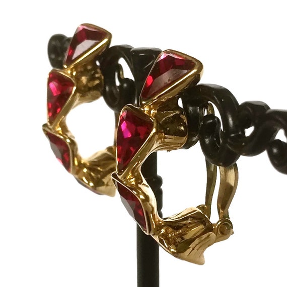 Vintage YVES SAINT LAURENT Ysl Geometric Ruby Rhi… - image 7