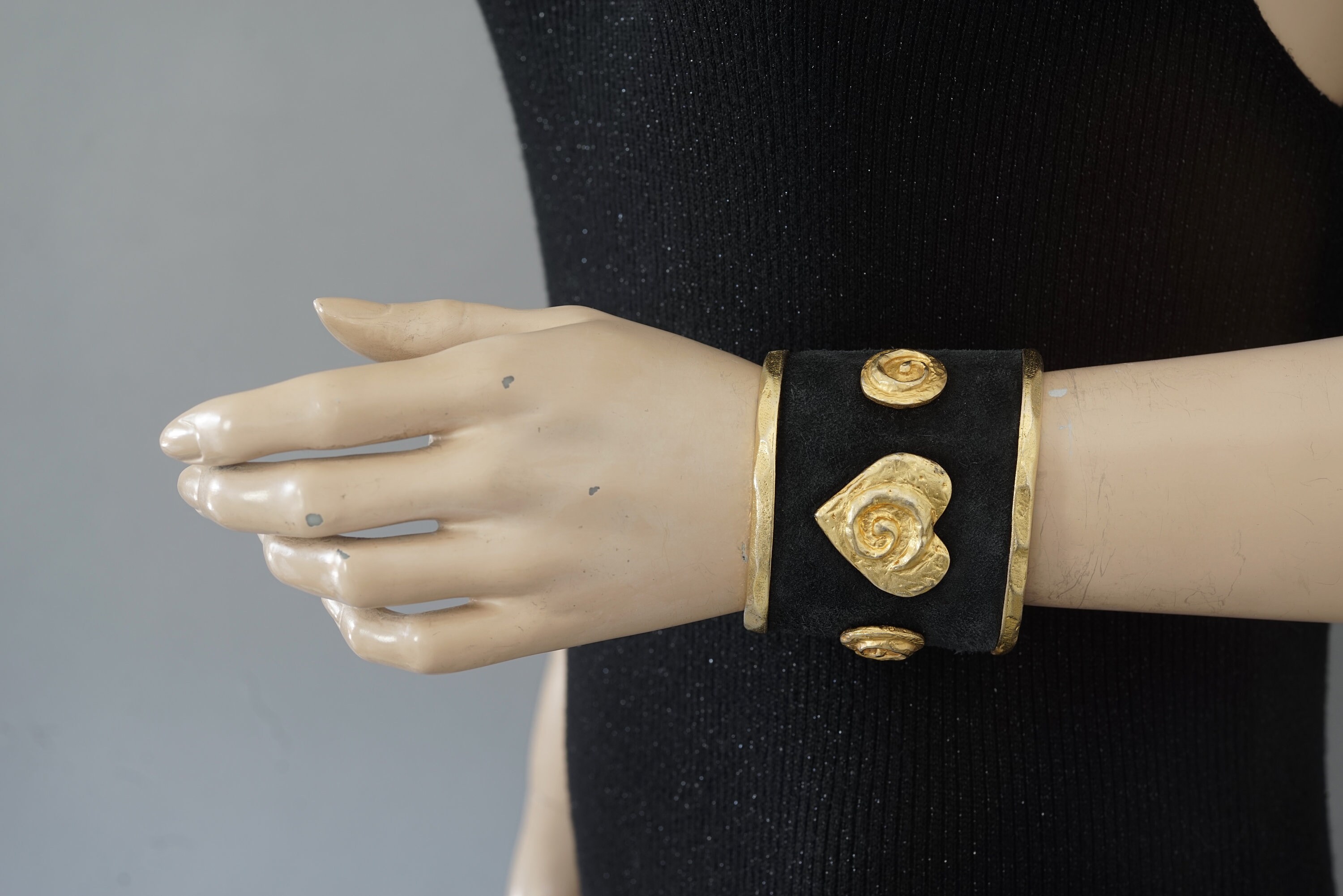 Bracelet Manchette Vintage Édouard Rambaud - Métal Et Strass - Occasion