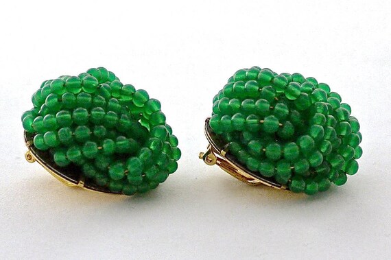 Vintage 1967 CHRISTIAN DIOR Knotted Emerald Glass… - image 5