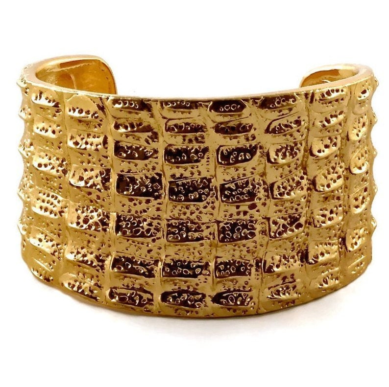 Louis Vuitton Vintage S Lock Crocodile Cuff Bracelet - Neutrals