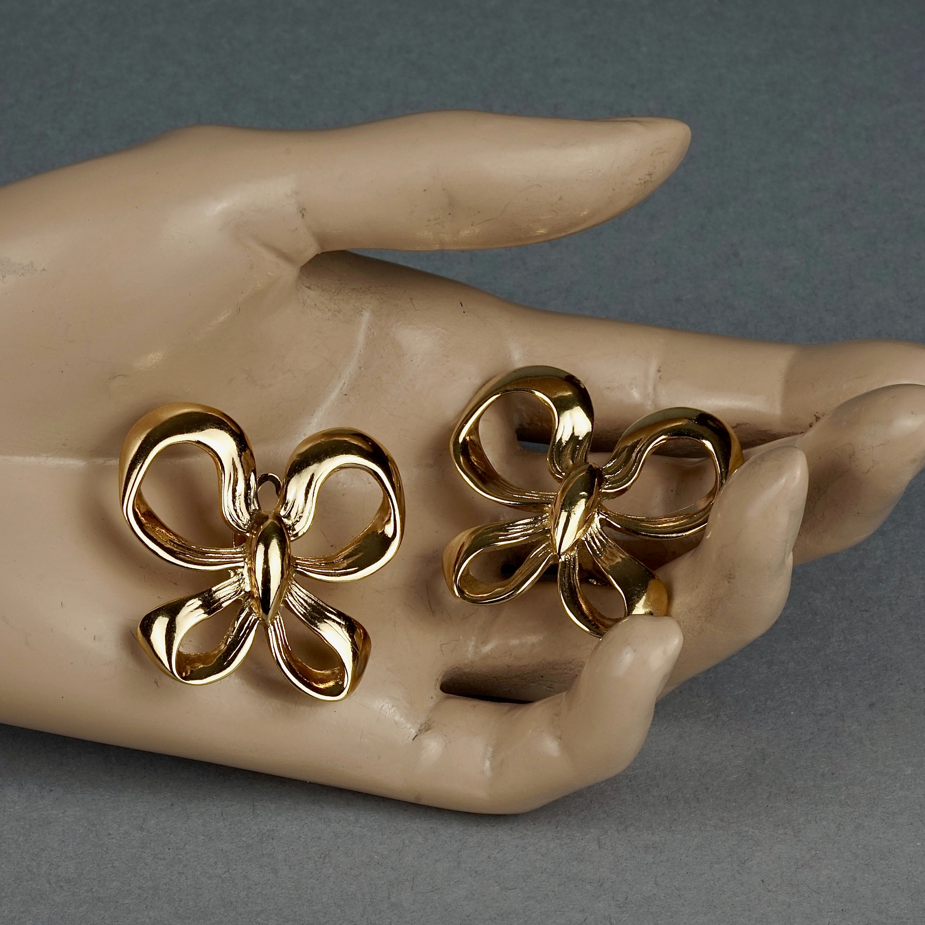 Ysl Ribbon Vintage YVES SAINT LAURENT Ysl Ribbon Bow Earrings - Etsy