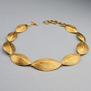 Vintage YVES SAINT LAURENT Ysl Etched Almond Link Necklace