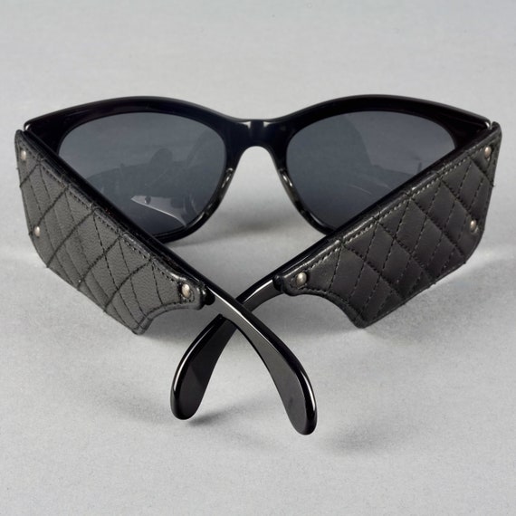 CHANEL Vintage Sunglasses Rare Matelasse Leather Quilted Wrap 