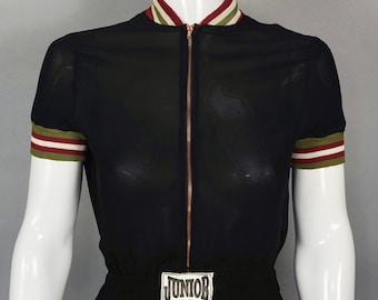 Vintage JEAN PAUL GAULTIER Junior Black Boxer Overall Mesh