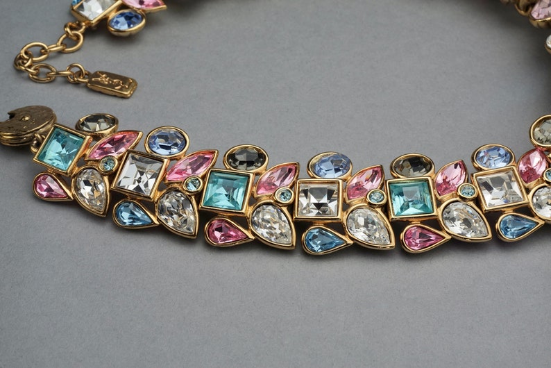 Vintage YVES SAINT LAURENT Robert Goossens Multi Jeweled Runway Necklace image 3