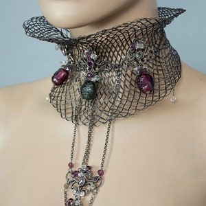 Vintage TON PASCAL Jewelled Baroque Mesh Cascading Chain Collar Choker ...