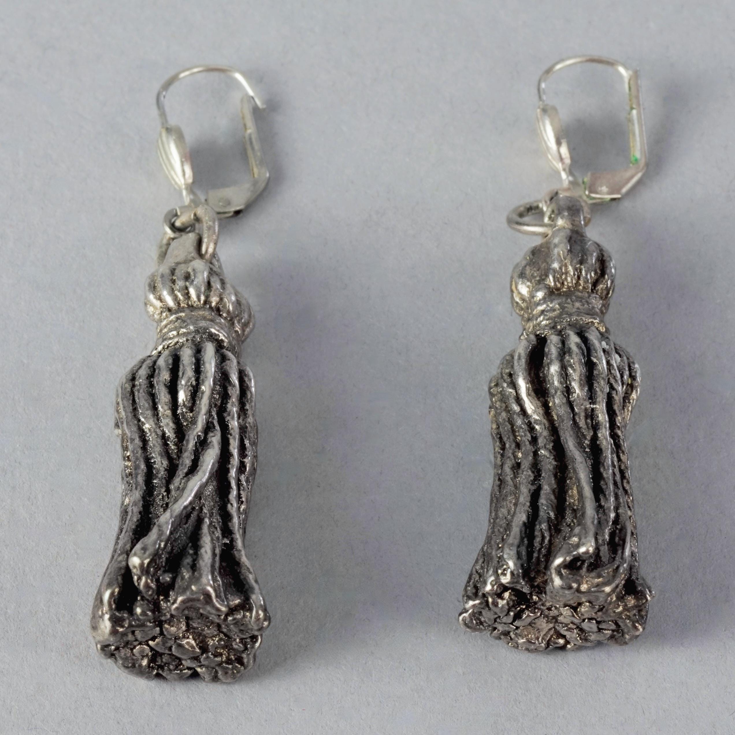 Boucles D'oreilles Vintage Chantal Thomas - Métal Argenté Et Résine, Plaqué Or 24 Carats, Occasion