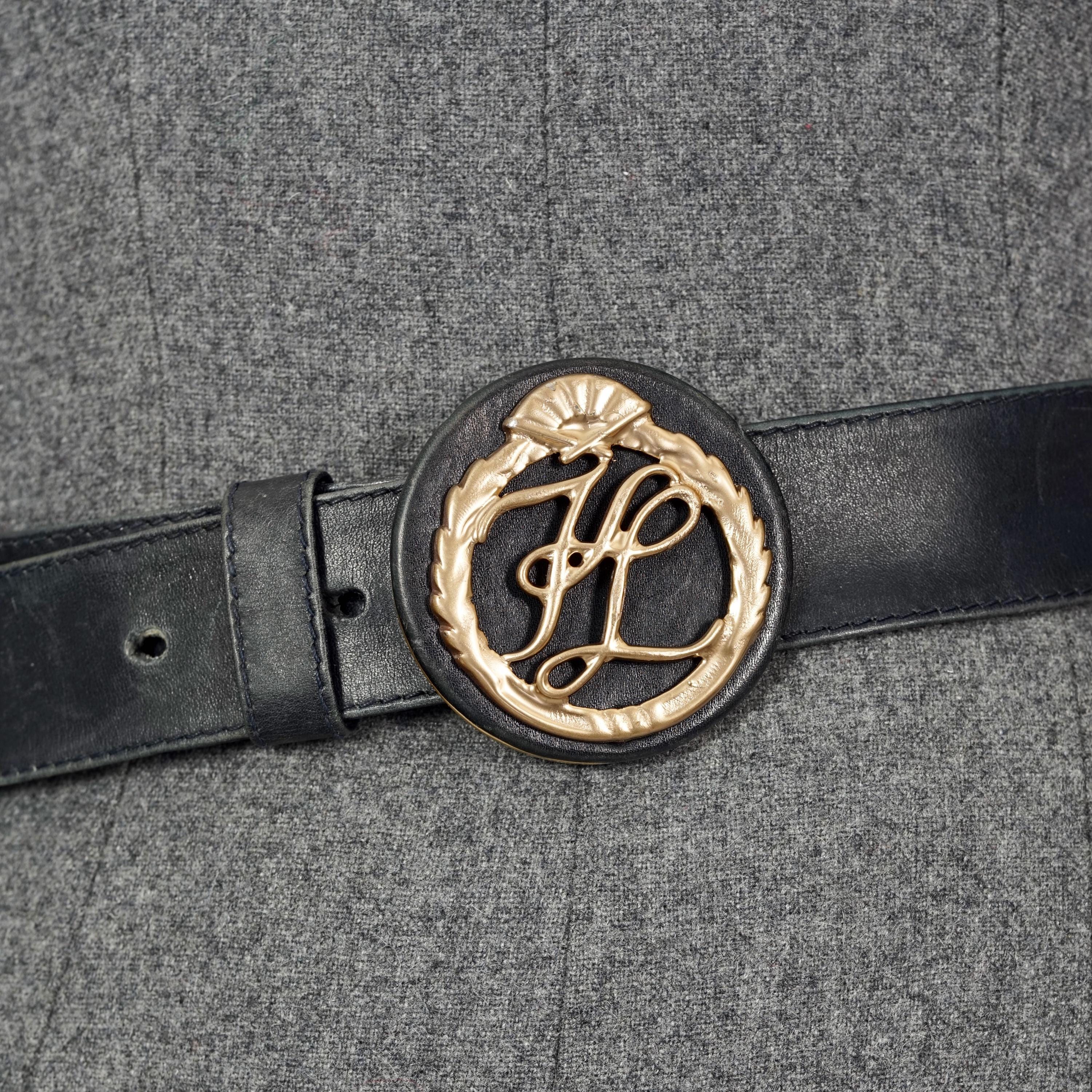 Vintage Karl Lagerfeld Paris Leather Logo Plate Buckle Adjustable Belt Black L 4product-LA4B1002-BLK-Xms-2025  main image 2