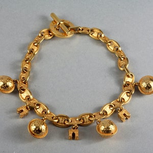 Vintage CELINE PARIS Iconic Arc de Triomphe Planet Charms Choker Necklace