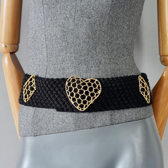 Vintage Yves Saint Laurent Woven Passementerie Belt with gold hardware Yves Saint Laurent Vintage Navy Blue Gold Silken  main image 2