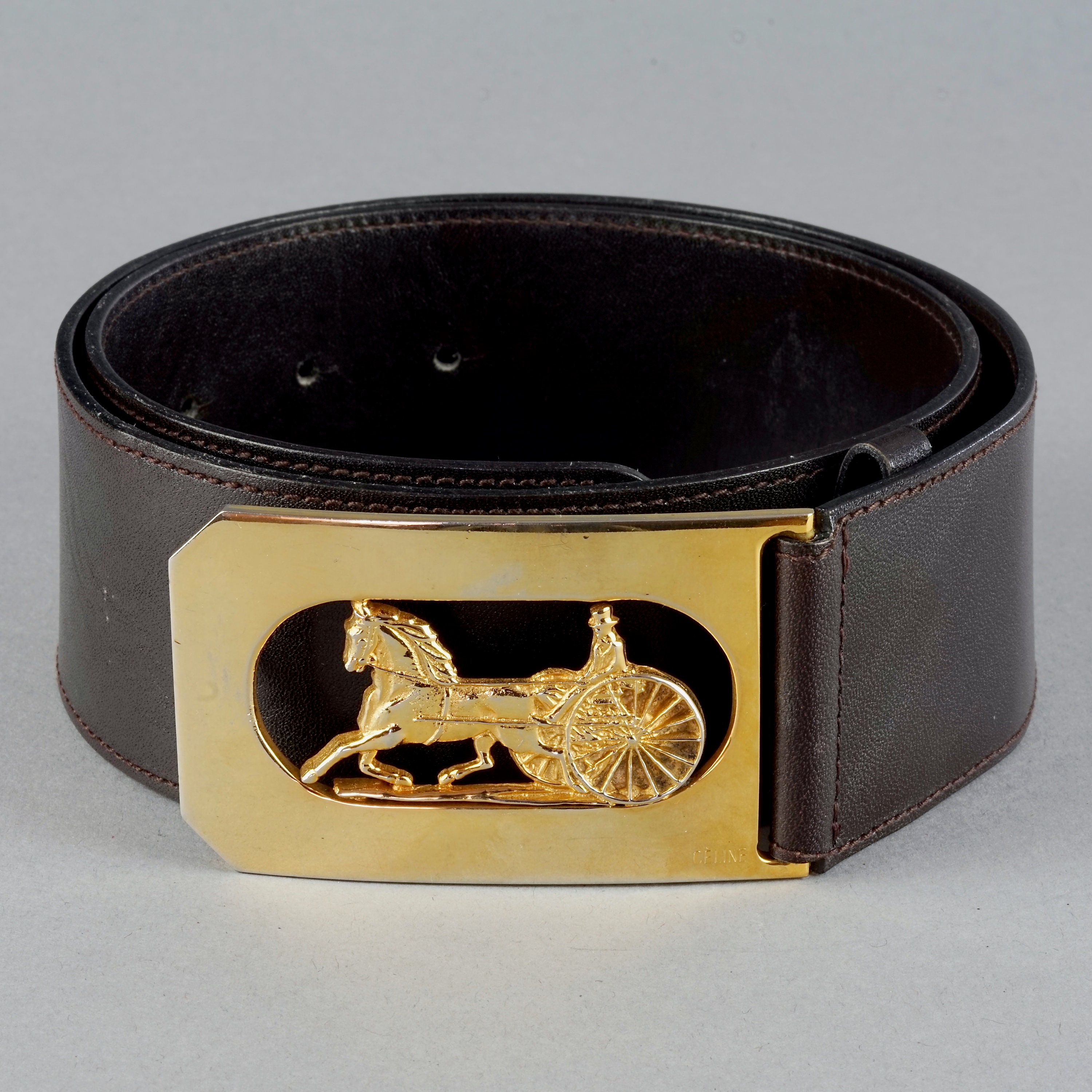 Vintage CELINE PARIS Horse Carriage Buckle Dark Brown Vintage CELINE PARIS Horse Carriage Buckle Dark Brown