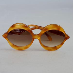 Vintage 1960s Iconic PIERRE CARDIN "KISS" Yellow Tortoise Oversized Sunglasses Frame