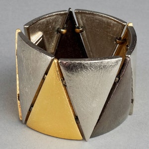 Vintage YVES SAINT LAURENT Ysl Triangle Link Tricolor Cuff Bracelet