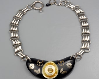 Vintage JEAN PAUL GAULTIER Steampunk Watch Lucite Choker Necklace