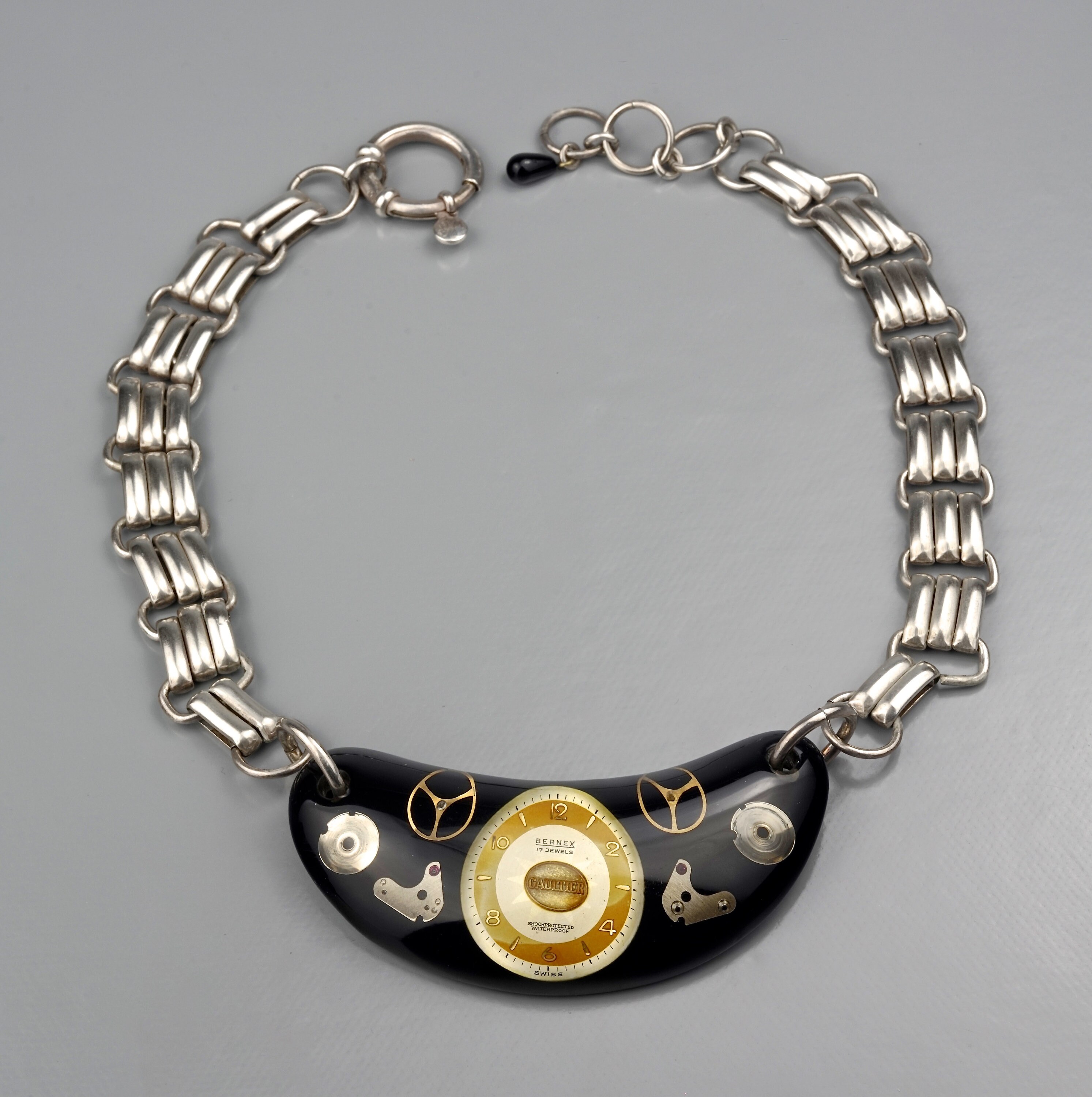 Vintage JEAN PAUL GAULTIER Steampunk Watch Lucite Choker Vintage JEAN PAUL GAULTIER Steampunk Watch Lucite Choker