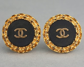 Vintage 1993 CHANEL CC Logo Disc Chain Earrings