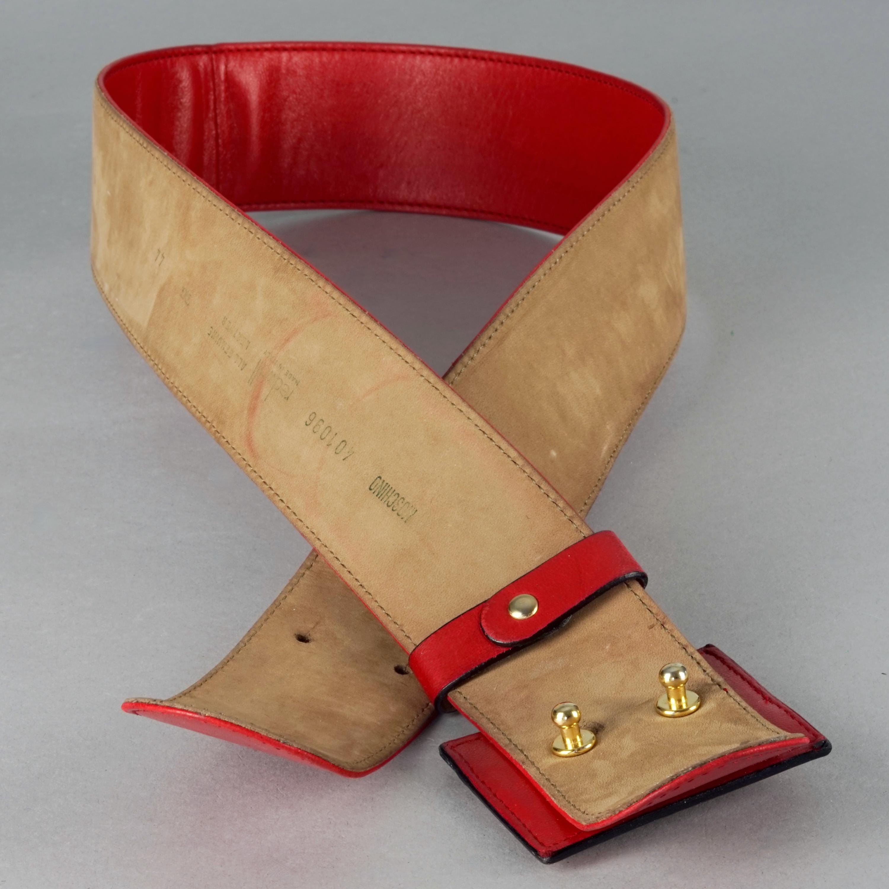 Authentic Vintage Redwall Moschino Leather Belt 80s Moschino Redwall Belt, Wide Black Leather Belt, Gold  main image 2