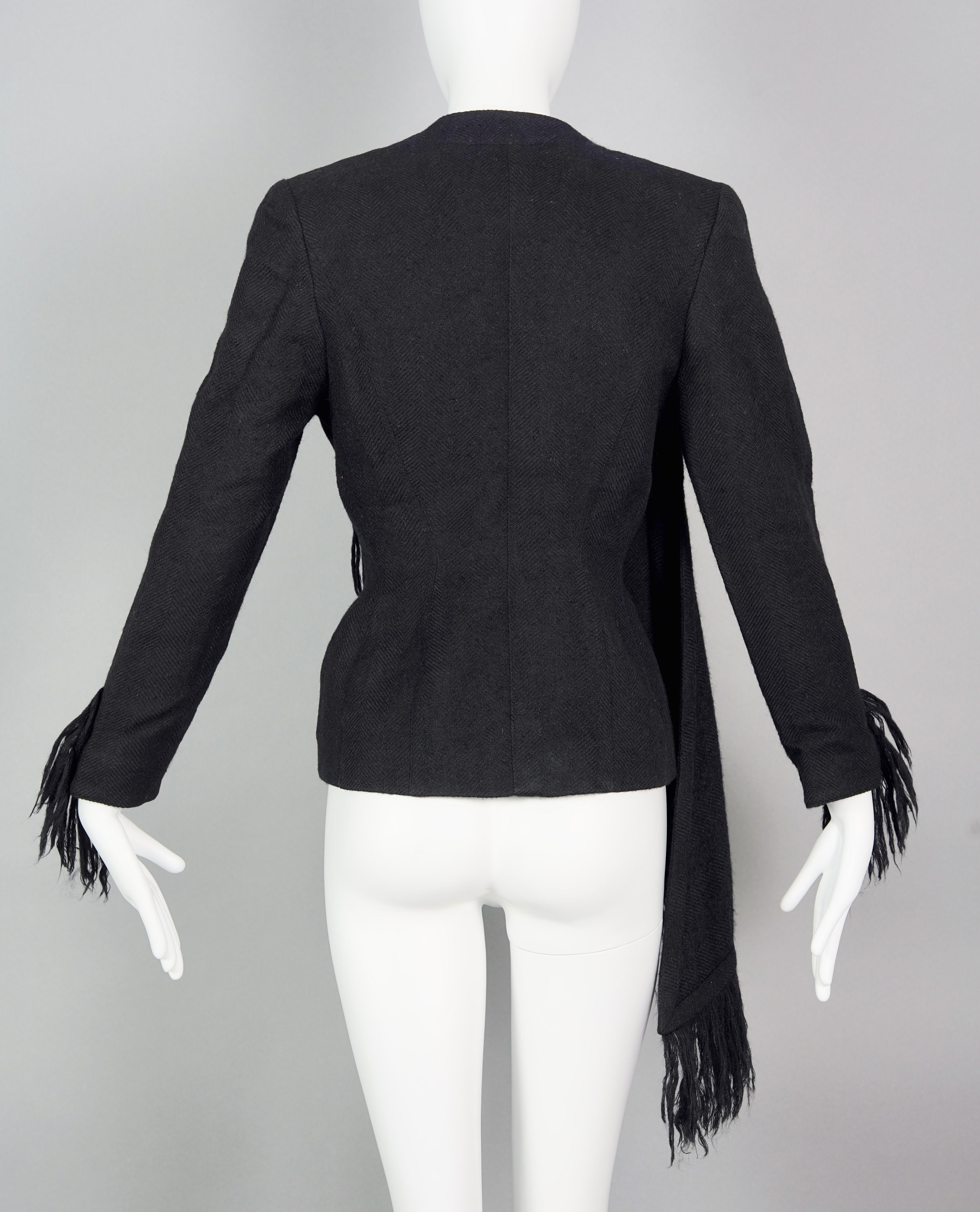 希少 Thierry Mugler PARIS FÊTE ジャケット 黒 日本製 Vintage THIERRY MUGLER PARIS Mohair Fringe Scarf Collar Jacket - Etsy