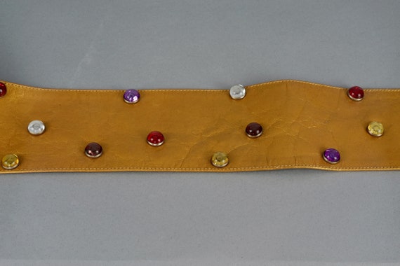 Vintage YVES SAINT LAURENT Ysl Jewel Studded Meta… - image 8