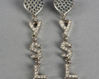 Vintage YVES SAINT LAURENT Ysl Initials Heart Rhinestone