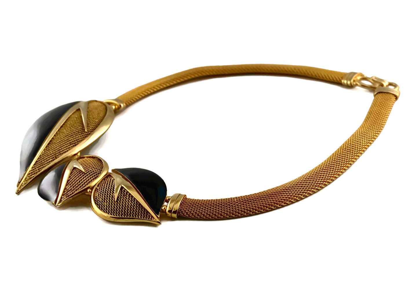 Vintage BALENCIAGA Enamel Leaves Mesh Choker Necklace - Etsy