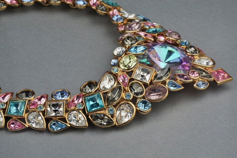 Vintage YVES SAINT LAURENT Robert Goossens Multi Jeweled Runway Necklace image 4