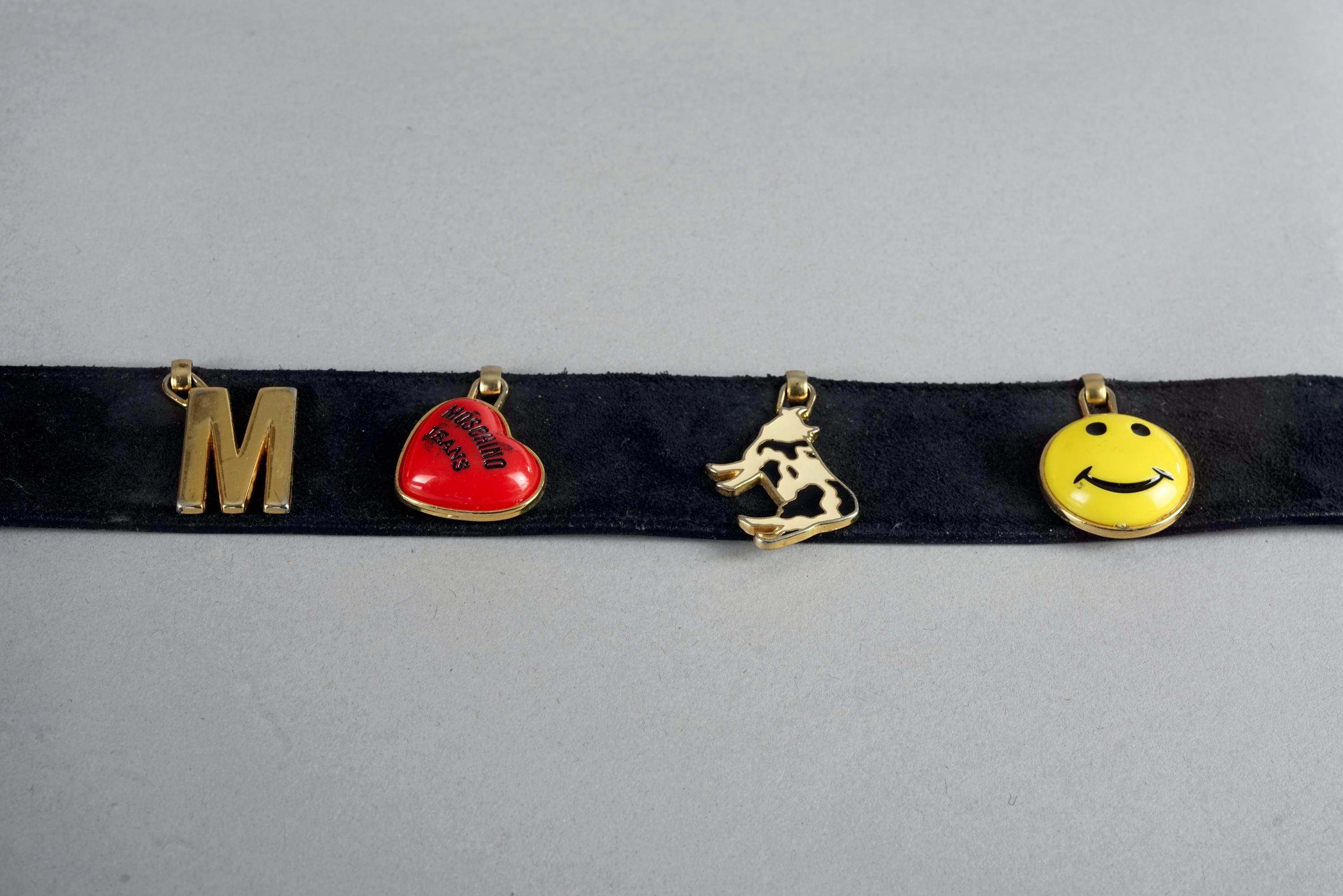 Vintage MOSCHINO Iconic Love Peace Smiley Cow Charm Black  display picture 1