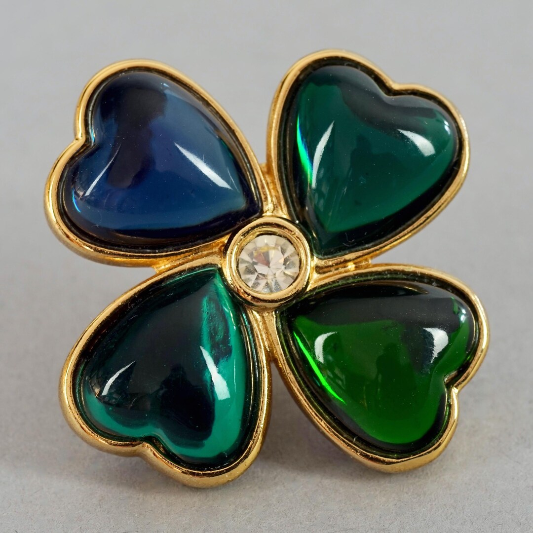 ヴィンテージ イヴ・サンローラン YSL ラッキークローバー ブルー