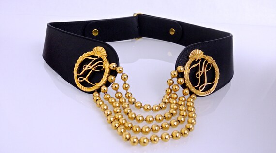 Vintage KARL LAGERFELD Black Iconic Logo Belt - Etsy Singapore display picture 1