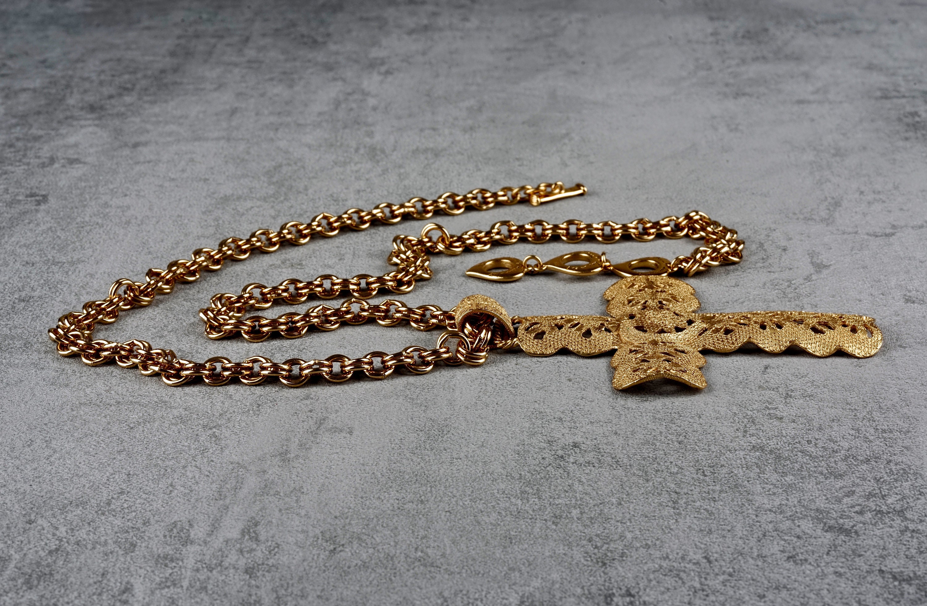 Vintage YVES SAINT LAURENT Ysl Byzantine Cross Necklace Etsy