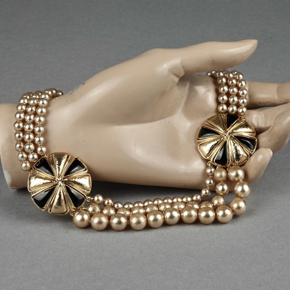 Vintage Balenciaga Tiered Pearl Disc Necklace - image 7