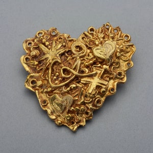 Vintage CHRISTIAN LACROIX Logo Emblematic Heart Brooch