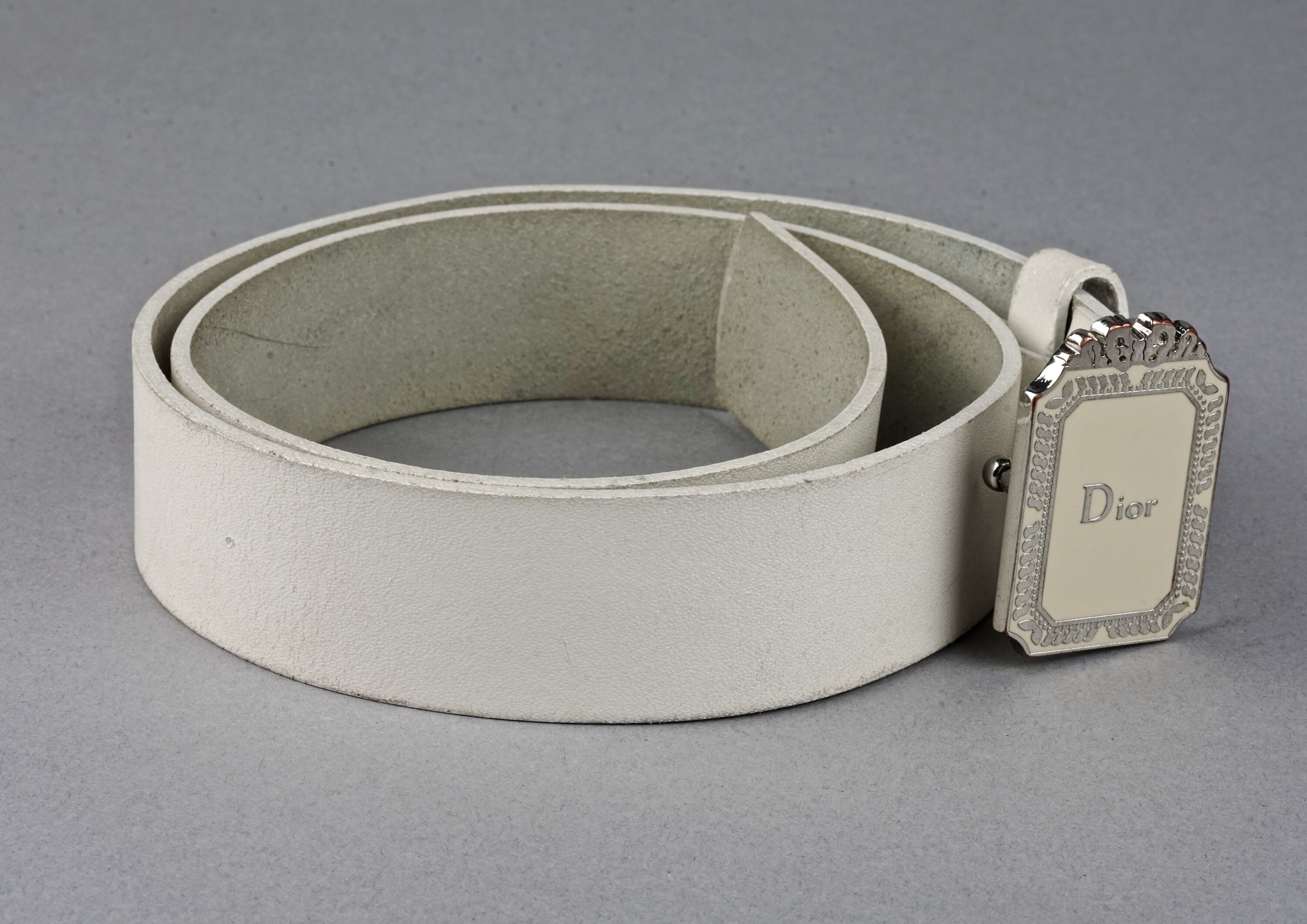 Christian Dior ベルト グレー/ホワイト Vintage CHRISTIAN DIOR Logo