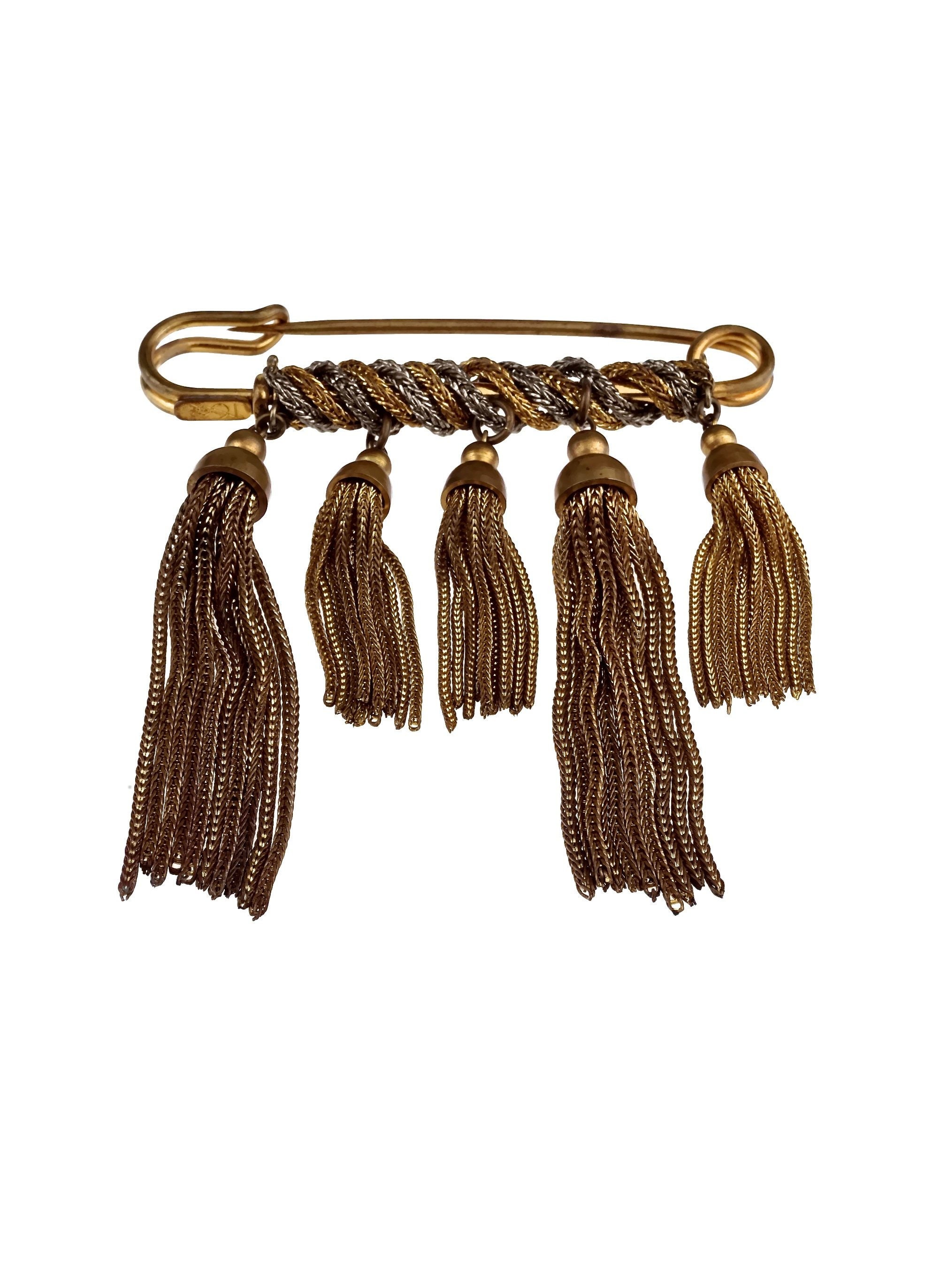Vintage YVES SAINT LAURENT Ysl Safety Pin Tassel Brooch - Etsy