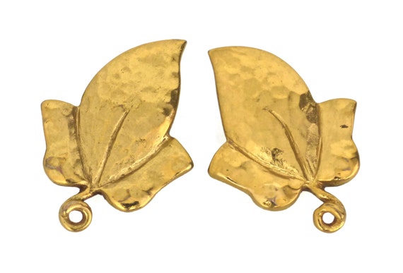 Vintage YVES SAINT LAURENT Leaf Earrings - image 2