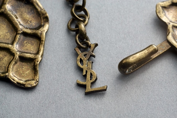 Vintage YVES SAINT LAURENT Ysl Snake Pattern Bronze Link  display picture 2