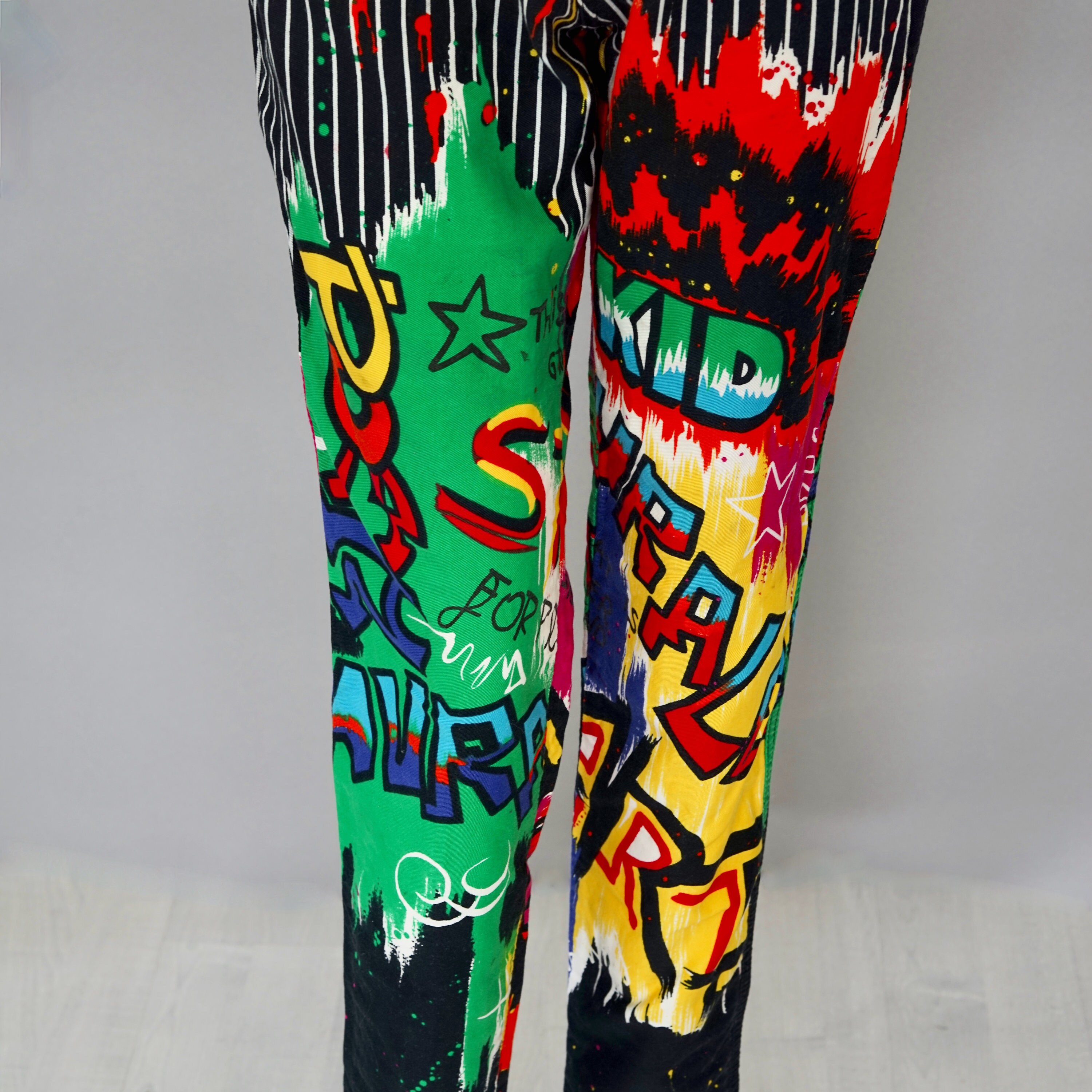 Vintage 1990s VERSACE JEANS COUTURE Pop Art Graffiti Stripe