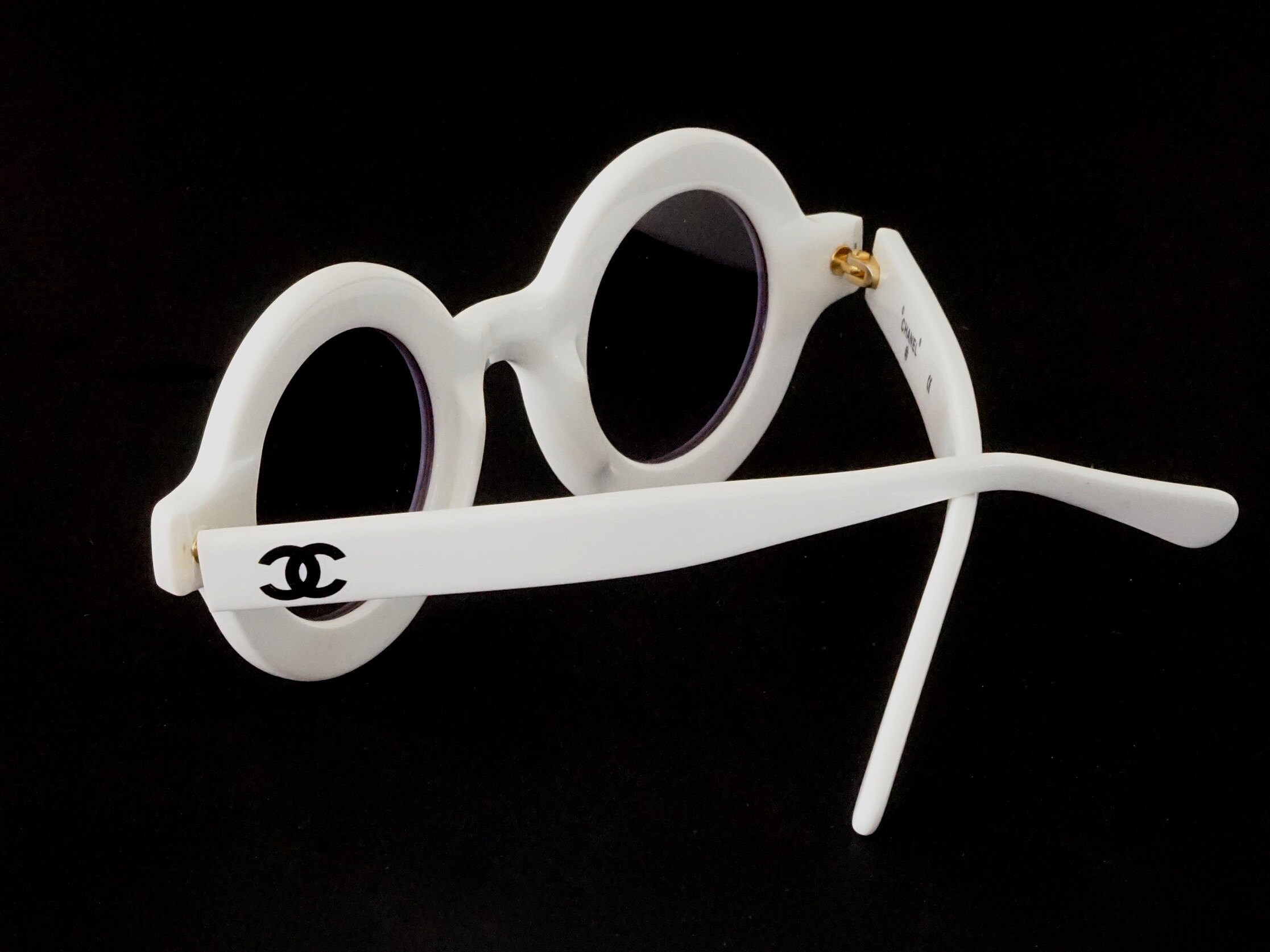 Vintage 1993 Iconic CHANEL Round White Sunglasses - Etsy