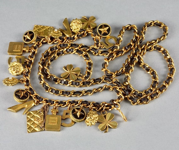 Vintage 1994 CHANEL Lucky Charm Leather Chain Necklace Belt - Etsy