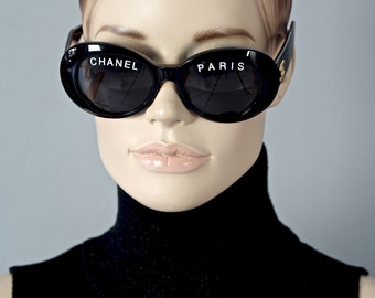 【美品】CHANEL sunglasses vintage BLACK Chanel Sunglasses Eyewear Black Small Good – AMORE Vintage Tokyo