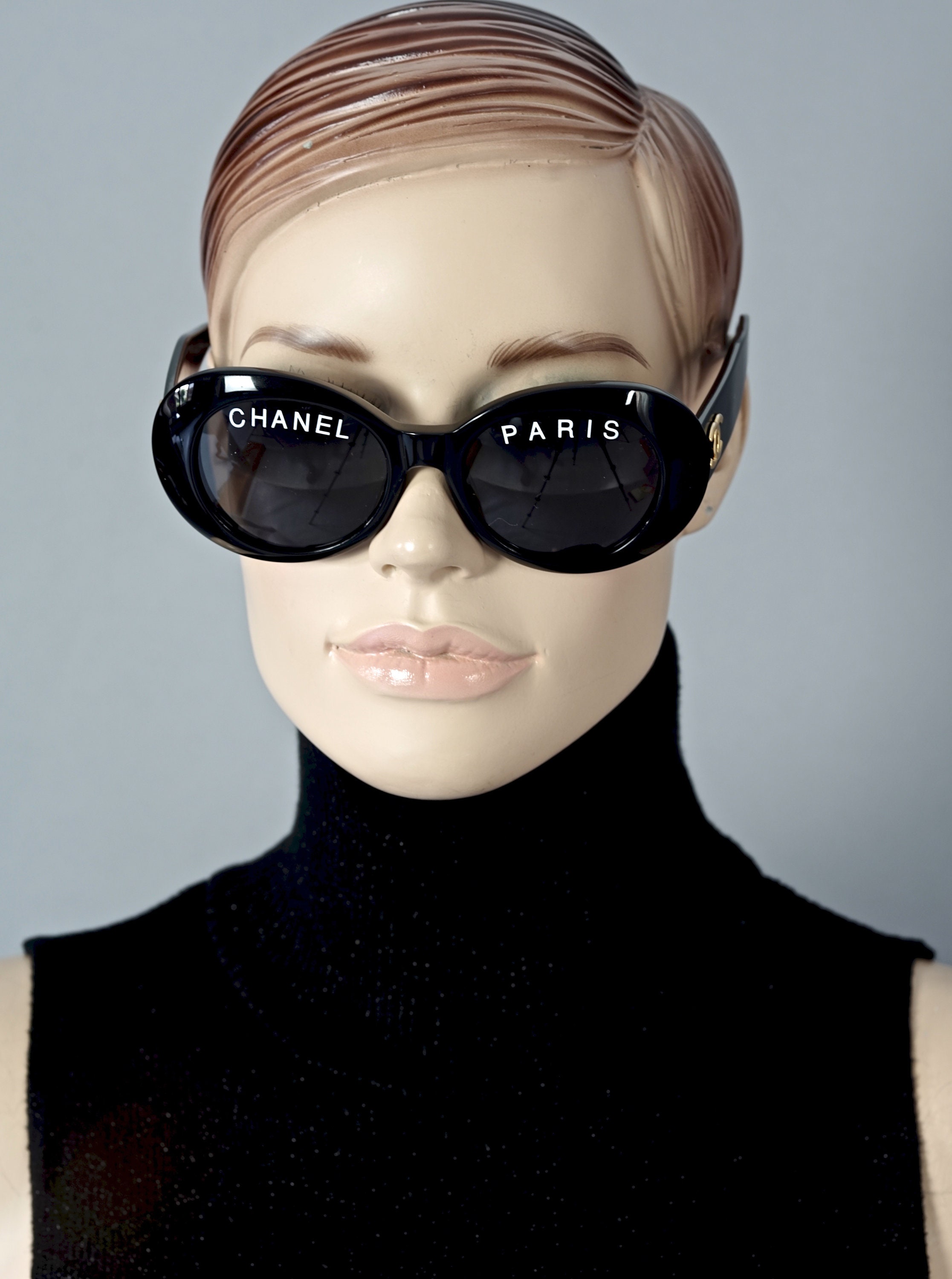 Vintage 1993 Iconic CHANEL PARIS Spelled Black Sunglasses -  UK