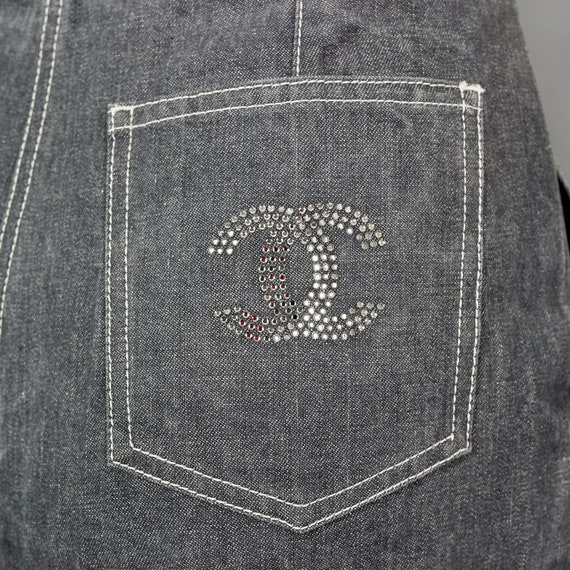 Vintage 2001 CHANEL Crystal CC Logo Flared Cargo … - image 8