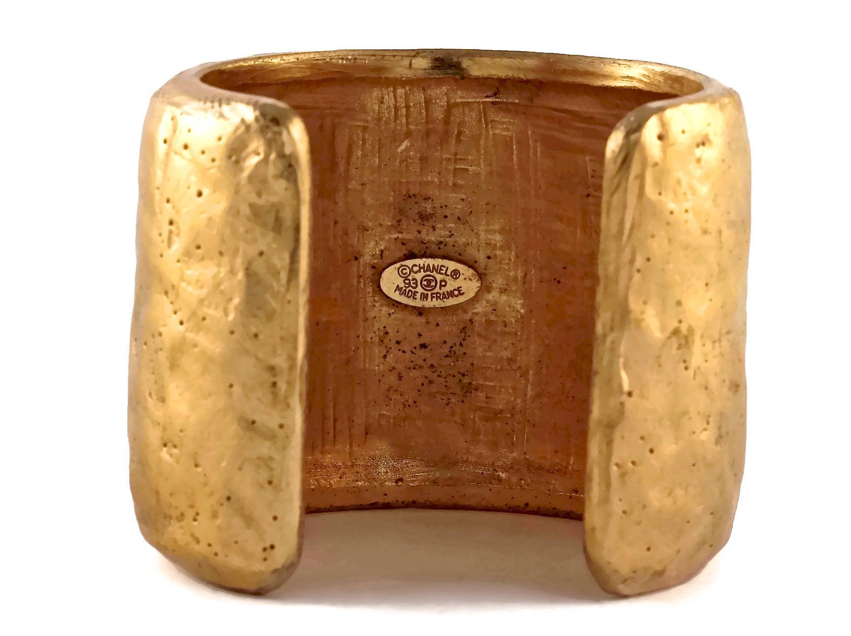 Vintage CHANEL CC Logo Hammered Cuff Bracelet - Etsy