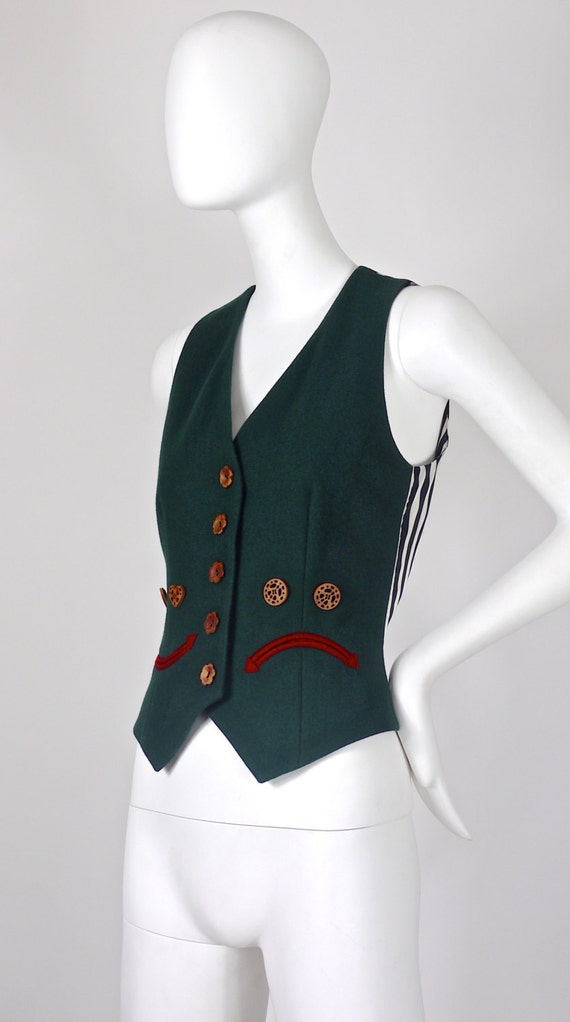 Vintage MOSCHINO Happy Sad Novelty Waistcoat Vest - image 2