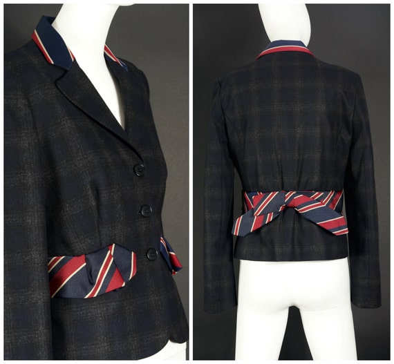 Vintage MOSCHINO Necktie Plaid Novelty Blazer Jacket | Etsy