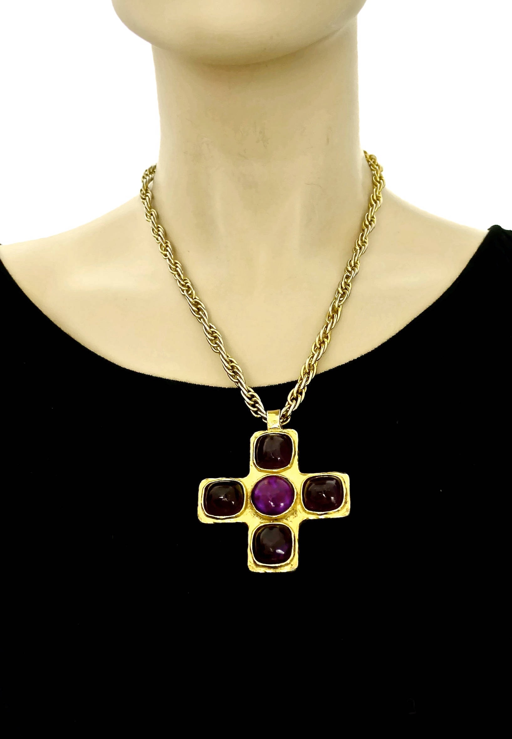 Vintage 1982 CHANEL Gripoix Byzantine Cross Necklace 