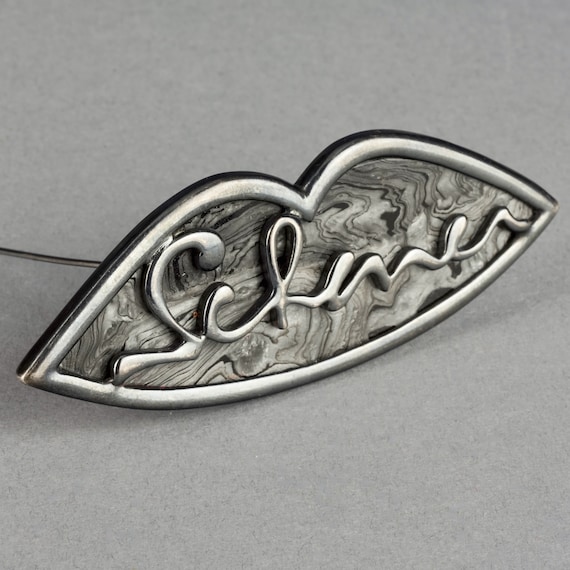 Vintage JEAN LOUIS SCHERRER Lips Signature Logo Brooch