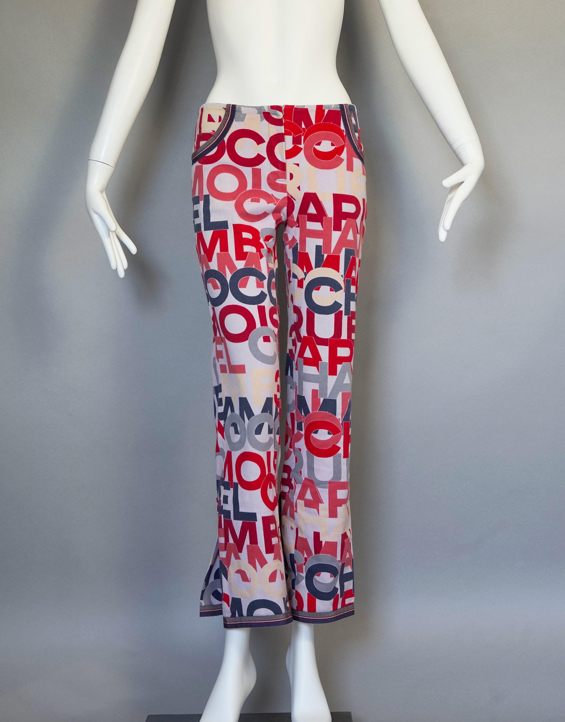 Vintage CHANEL All Over Logo Colourful Printed Trouser Pants