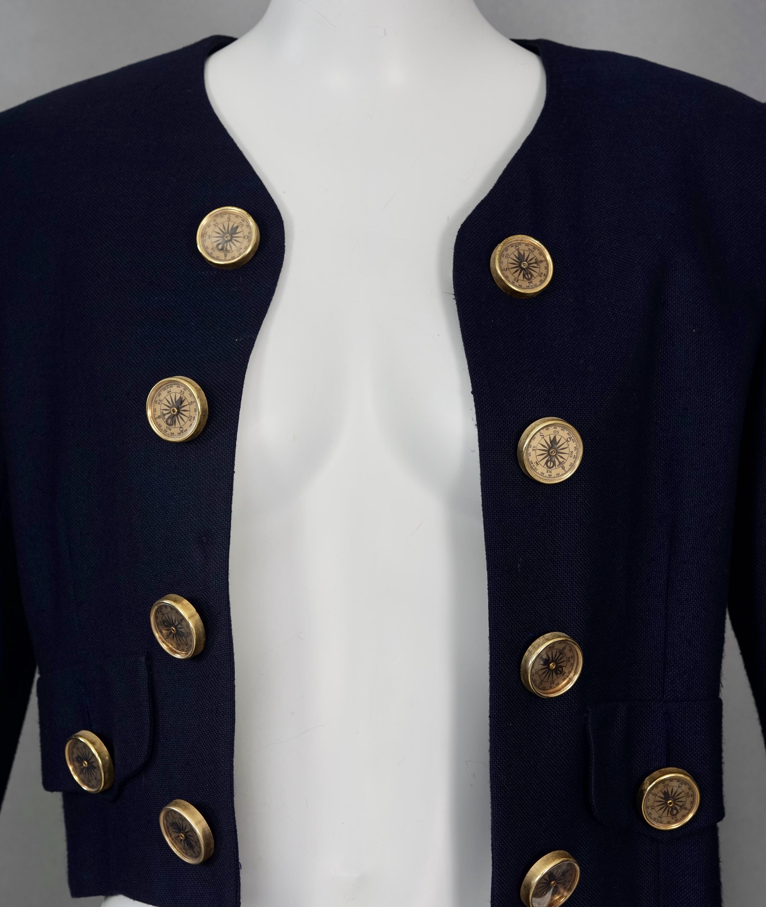 Vintage MOSCHINO CHEAP and CHIC Compass Buttons Dark Blue