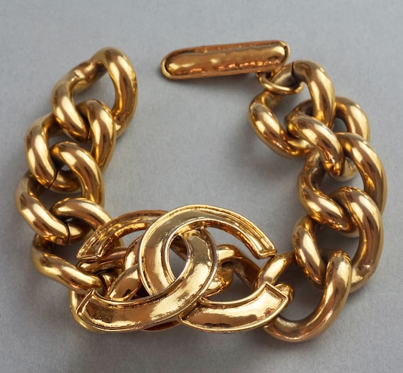 Vintage Chanel Double Rolo Link CC Bracelet